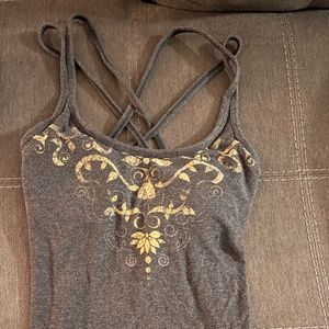 Grey cross strap workout tank top